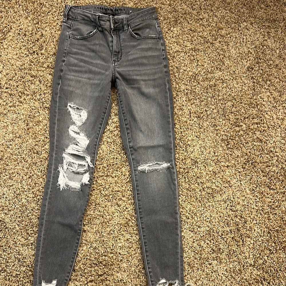 Distressed Gray Women's Jeans